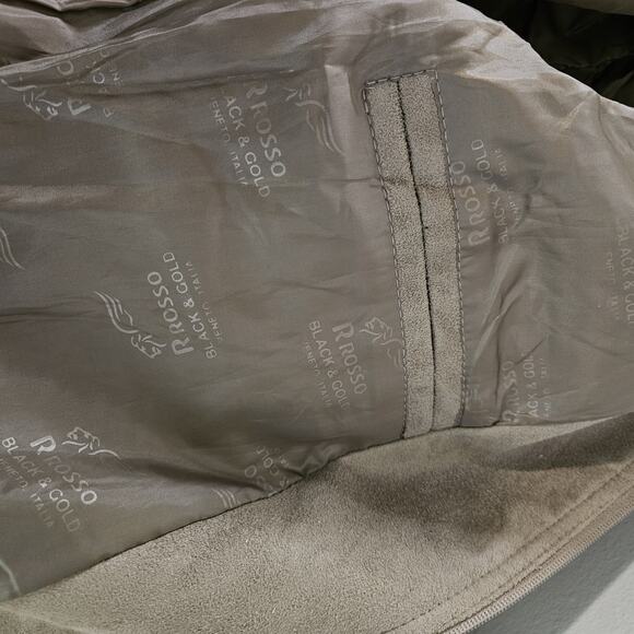 R Rosso Black & Gold Leather Suede Veneto Brown Tan Men's L Jacket Made in Italy - Picture 16 of 16